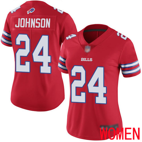 Women Buffalo Bills 24 Taron Johnson Limited Red Rush Vapor Untouchable NFL Jersey